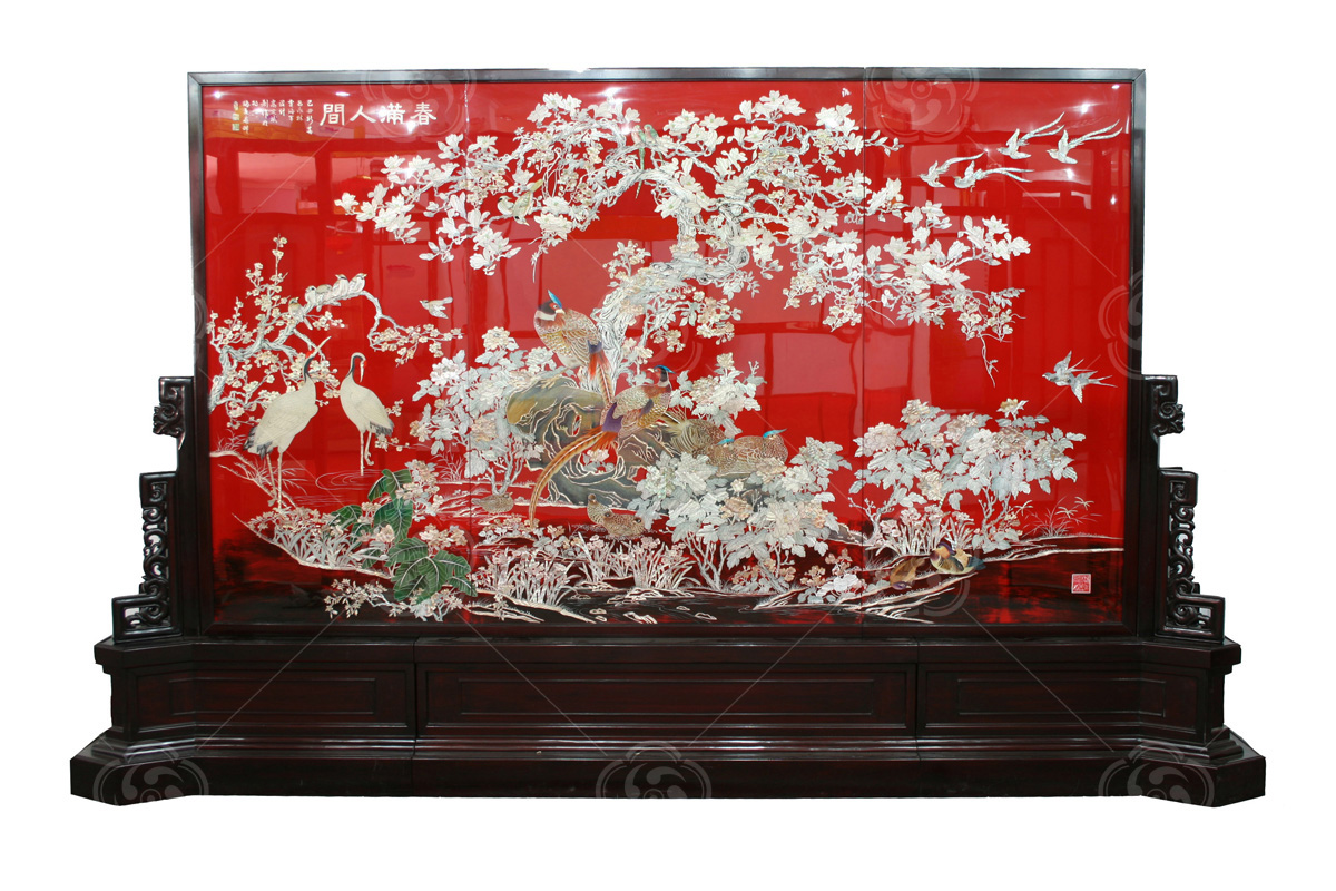 平磨螺鈿《春滿人間》地屏